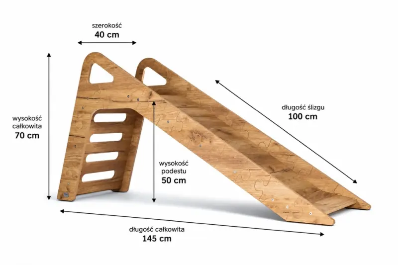 Zjeżdżalnia Montessori Puzzle dla dzieci SL-310 - dębowa| Domowa zjeżdżalnia od 12 miesiąca