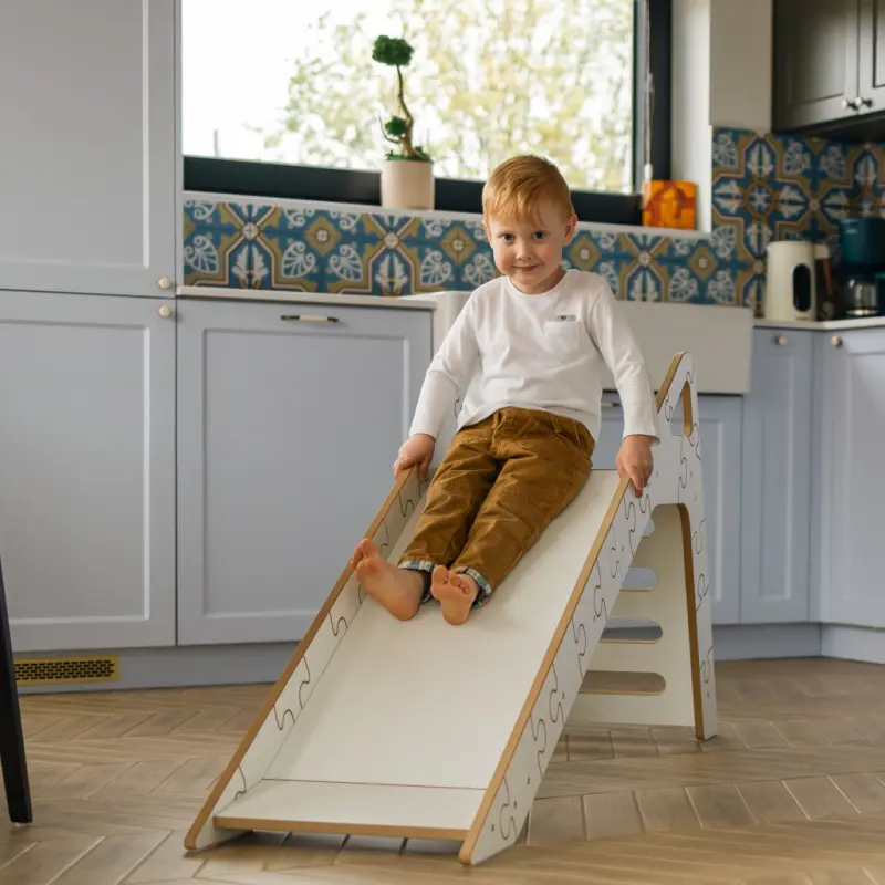 Zjeżdżalnia Montessori Puzzle dla dzieci SL-310 - biała| Domowa zjeżdżalnia od 12 miesiąca