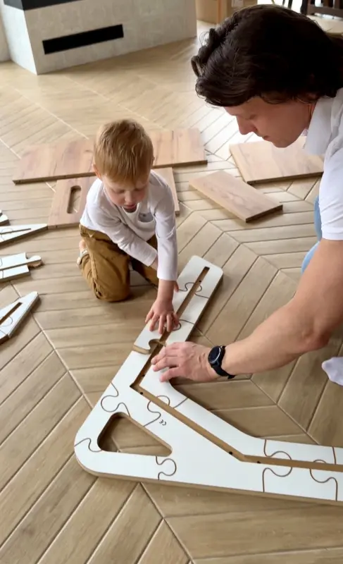 Zjeżdżalnia Montessori Puzzle dla dzieci SL-310 - biała| Domowa zjeżdżalnia od 12 miesiąca