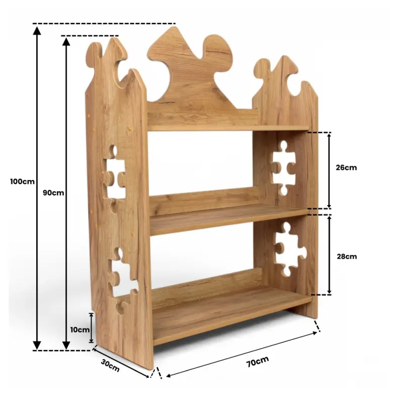 Regał dziecięcy Puzzle Montessori – biblioteczka na książki i zabawki TS-510 dębowy