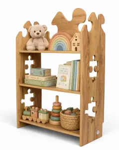 Regał dziecięcy Puzzle Montessori – biblioteczka na książki i zabawki TS-510 dębowy