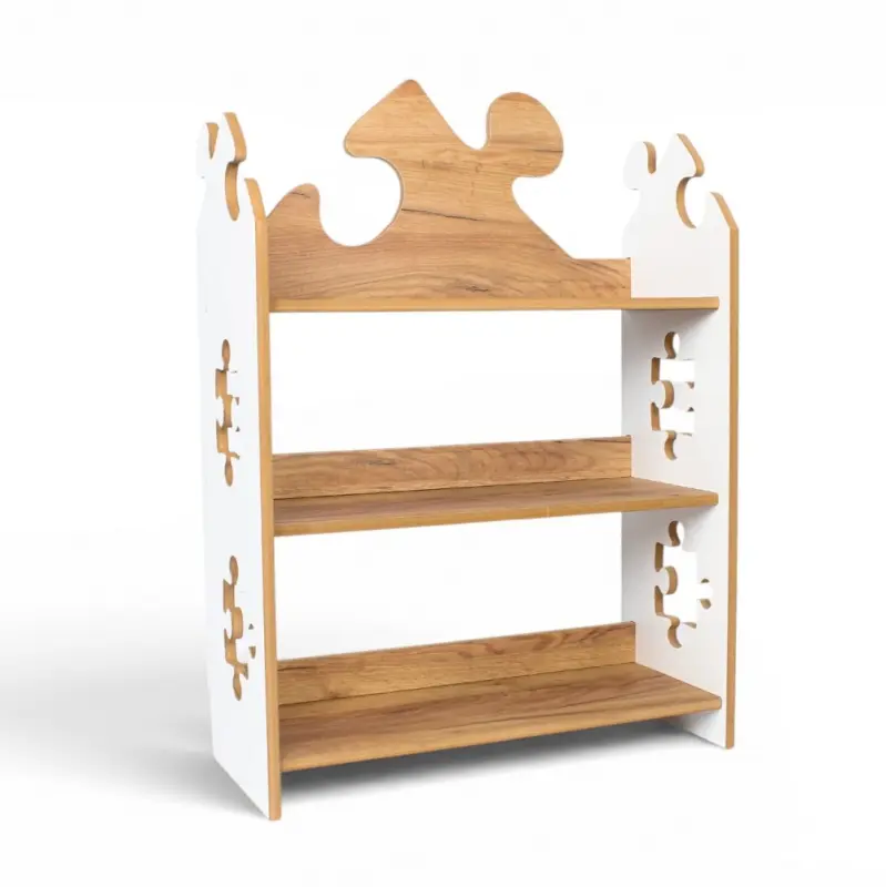 Regał dziecięcy Puzzle Montessori – biblioteczka na książki i zabawki TS-510 biało-dębowy