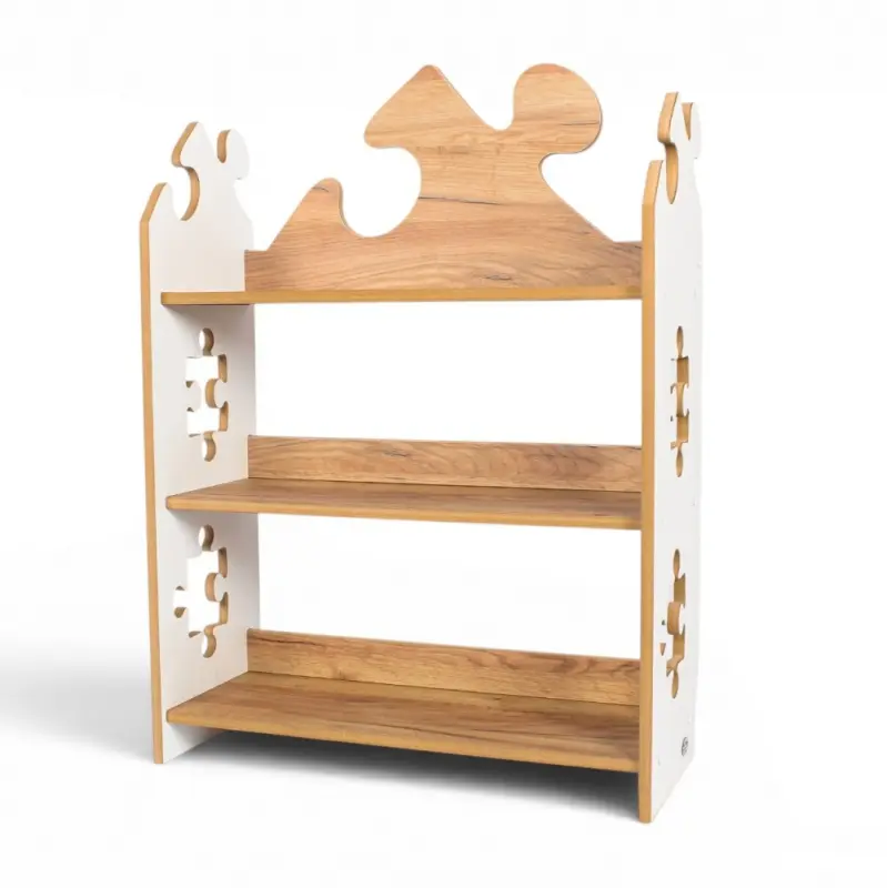 Regał dziecięcy Puzzle Montessori – biblioteczka na książki i zabawki TS-510 biało-dębowy