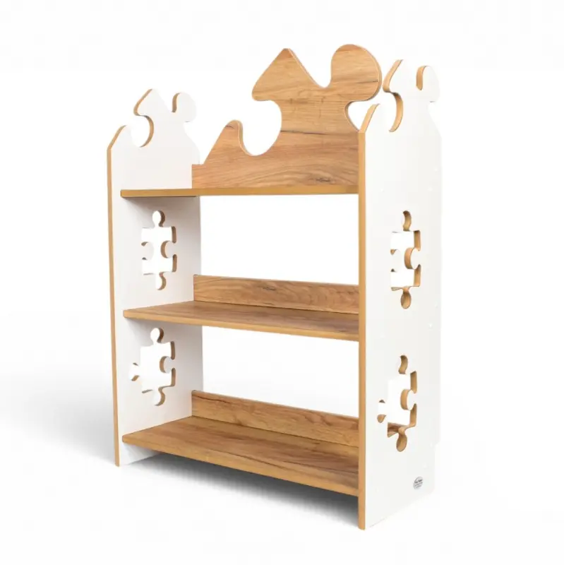 Regał dziecięcy Puzzle Montessori – biblioteczka na książki i zabawki TS-510 biało-dębowy