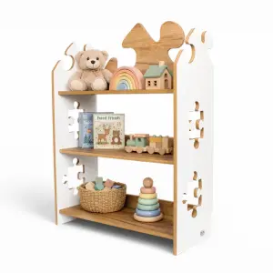 Regał dziecięcy Puzzle Montessori – biblioteczka na książki i zabawki TS-510 biało-dębowy