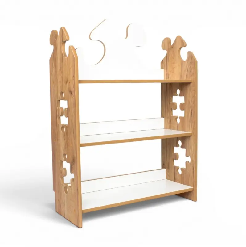 Regał dziecięcy Puzzle Montessori – biblioteczka na książki i zabawki TS-510 dębowo-biały