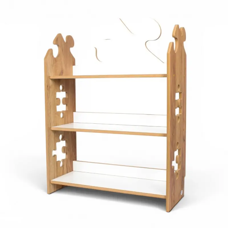 Regał dziecięcy Puzzle Montessori – biblioteczka na książki i zabawki TS-510 dębowo-biały