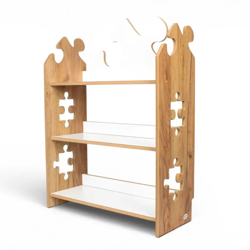 Regał dziecięcy Puzzle Montessori – biblioteczka na książki i zabawki TS-510 dębowo-biały