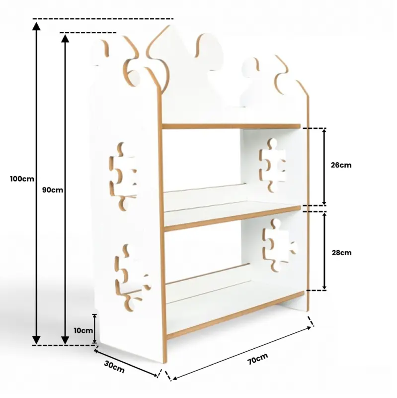 Regał dziecięcy Puzzle Montessori – biblioteczka na książki i zabawki TS-510 biały