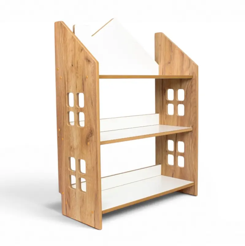 Regał dziecięcy Domek Montessori – biblioteczka na książki i zabawki TS-520 dębowo-biały