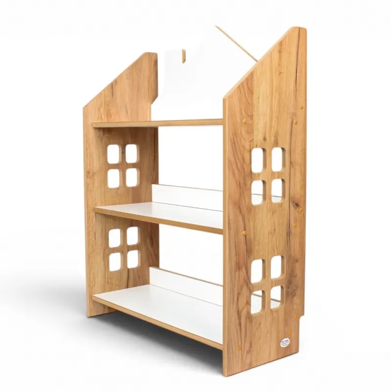 Regał dziecięcy Domek Montessori – biblioteczka na książki i zabawki TS-520 dębowo-biały