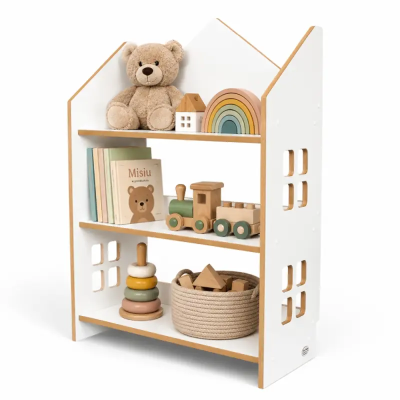 Regał dziecięcy Domek Montessori – biblioteczka na książki i zabawki TS-520 biały