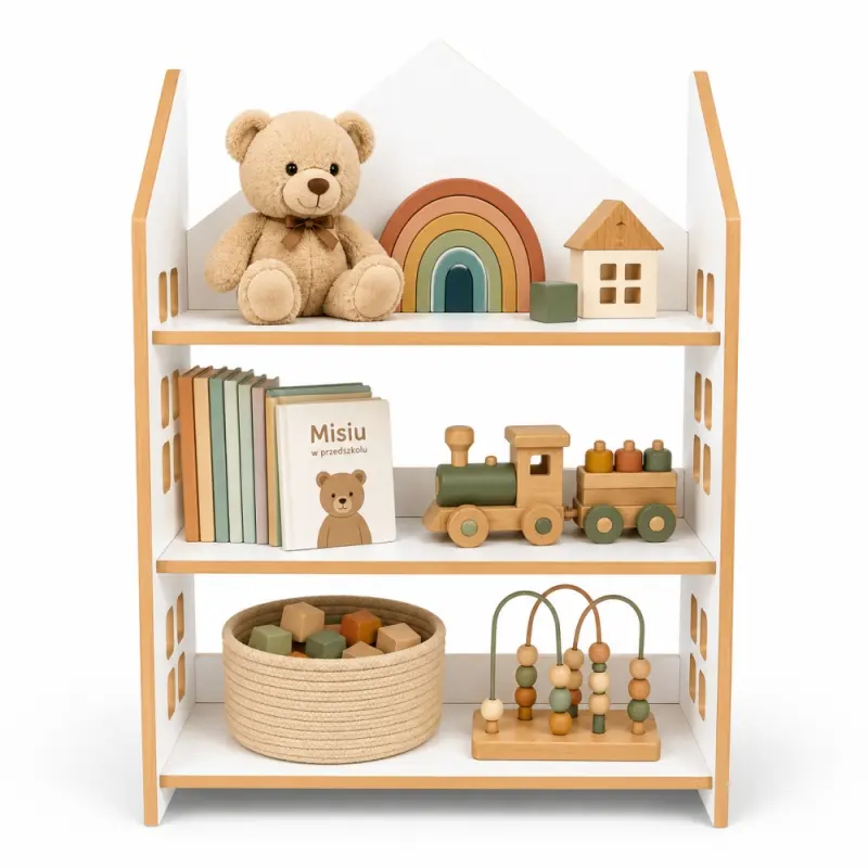 Regał dziecięcy Domek Montessori – biblioteczka na książki i zabawki TS-520 biały