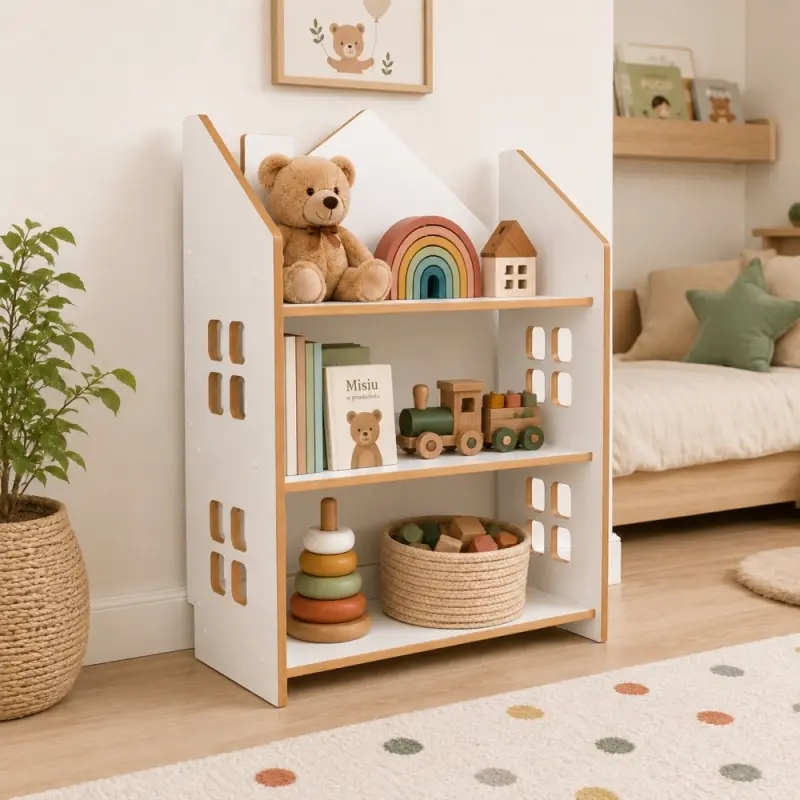Regał dziecięcy Domek Montessori – biblioteczka na książki i zabawki TS-520 biały