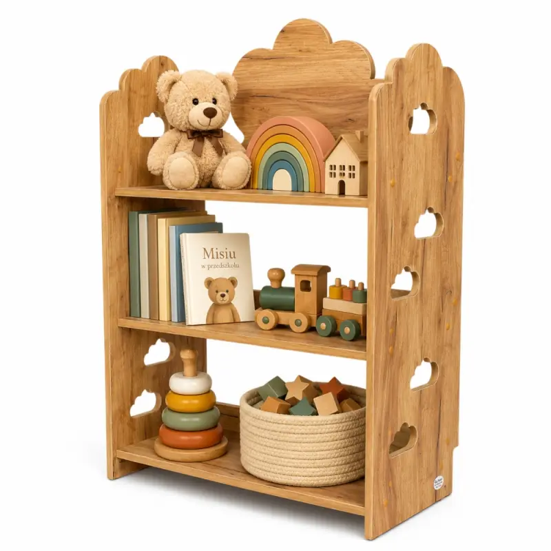 Regał dziecięcy Chmurka – biblioteczka Montessori na książki i zabawki TS-530 dębowy