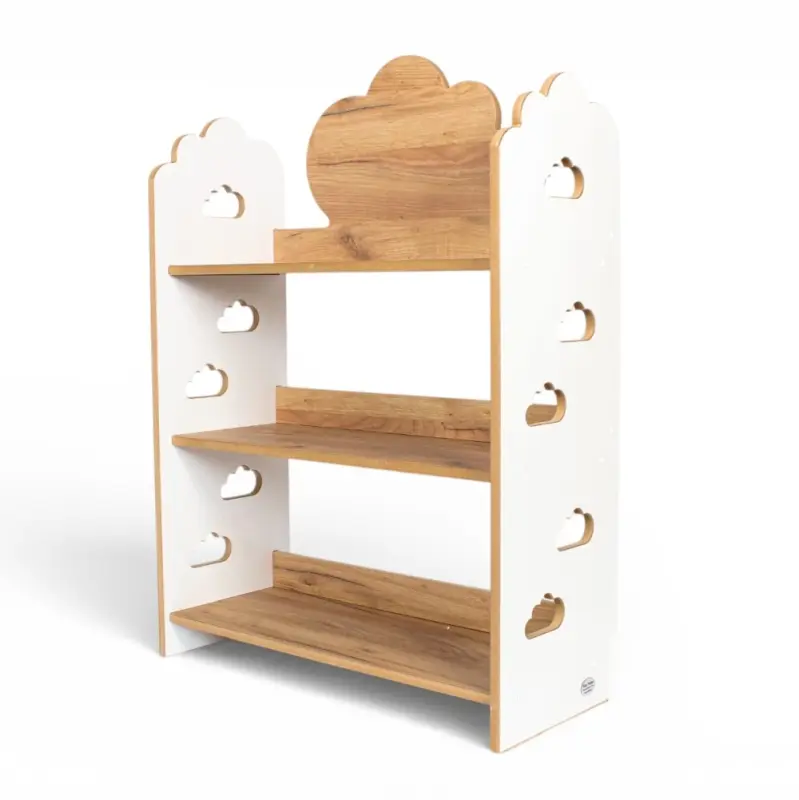 Regał dziecięcy Chmurka – biblioteczka Montessori na książki i zabawki TS-530 biało-dębowy