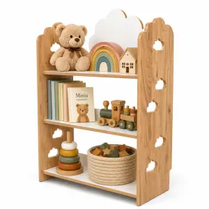 Regał dziecięcy Chmurka – biblioteczka Montessori na książki i zabawki TS-530 dębowo-biały