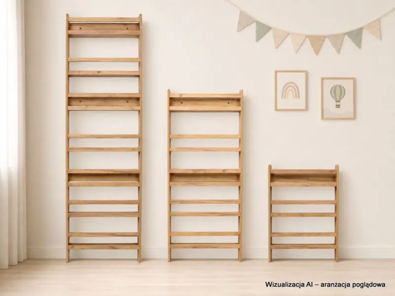 Regał dziecięcy na książki Montessori 200 × 60 cm - 7 półek BSH-67 dębowy
