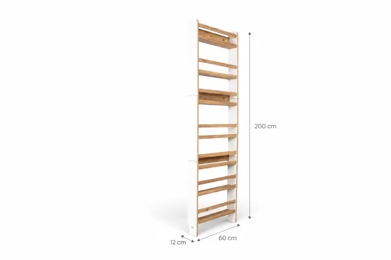 Regał dziecięcy na książki Montessori 200 × 60 cm - 7 półek BSH-67 biało-dębowy