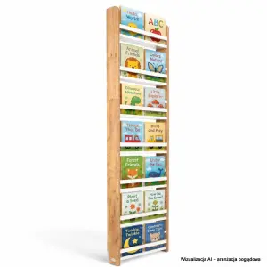 Regał dziecięcy na książki Biblioteczka Montessori 200 × 60 cm - 7 półek BSH-67 dębowo-biały