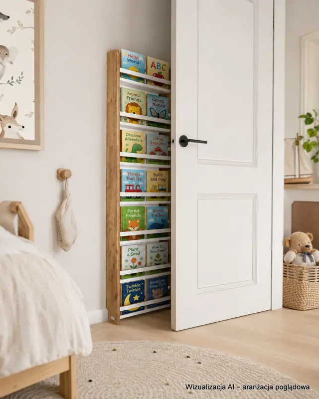 Regał dziecięcy na książki Montessori 200 × 60 cm - 7 półek BSH-67 dębowo-biały