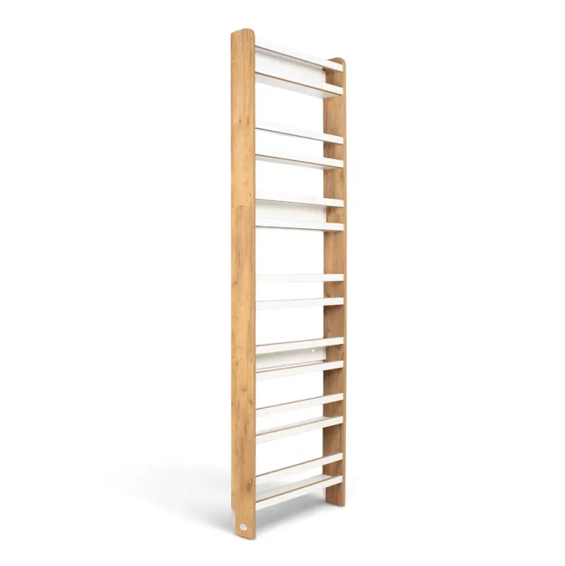 Regał dziecięcy na książki Montessori 200 × 60 cm - 7 półek BSH-67 dębowo-biały