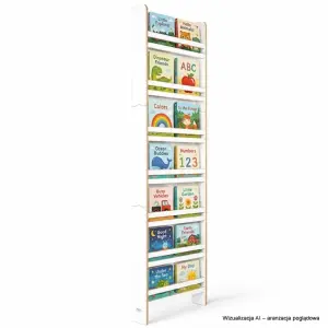 Regał dziecięcy na książki Biblioteczka Montessori 200 × 60 cm - 7 półek BSH-67 biały