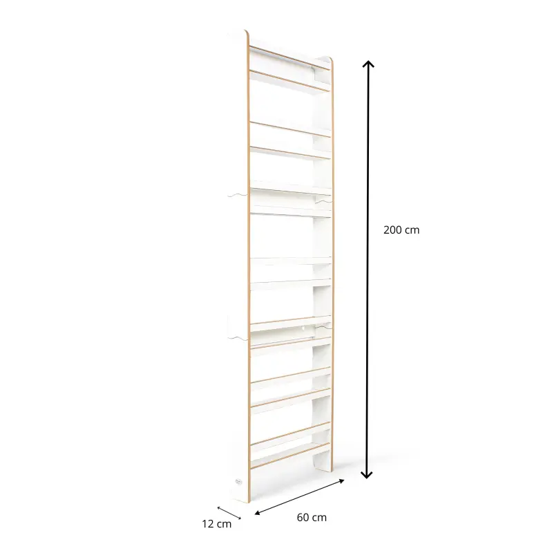 Regał dziecięcy na książki Montessori 200 × 60 cm - 7 półek BSH-67 biały