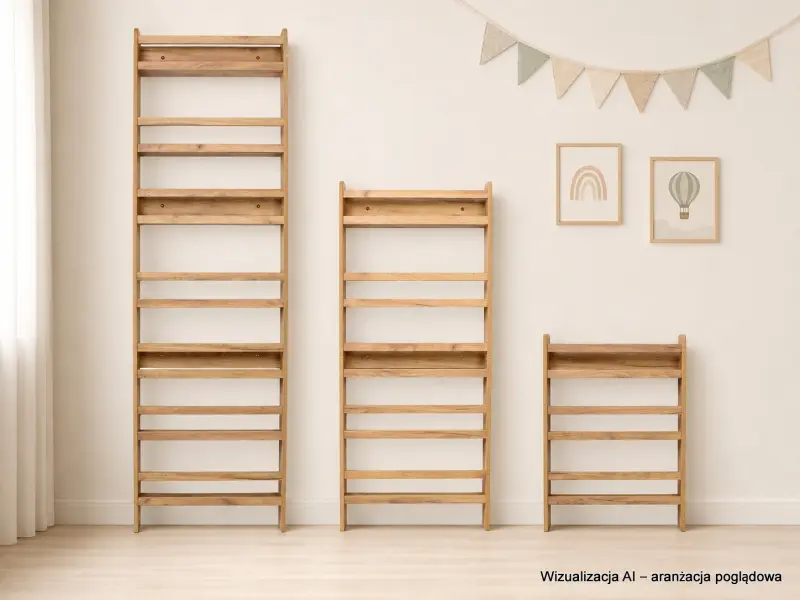 Regał dziecięcy na książki Montessori 140 × 60 cm - 5 półek BSH-65 dębowy