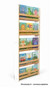Regał dziecięcy na książki Montessori 140 × 60 cm - 5 półek BSH-65 biało-dębowy