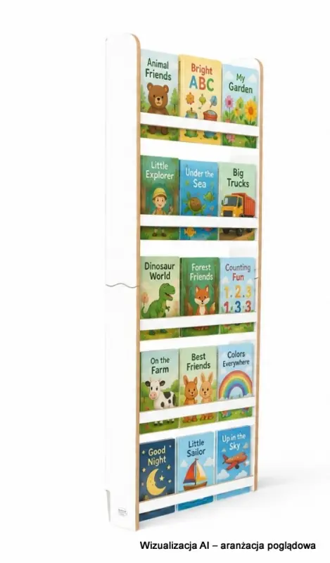 Regał dziecięcy na książki Montessori 140 × 60 cm - 5 półek BSH-65 biały