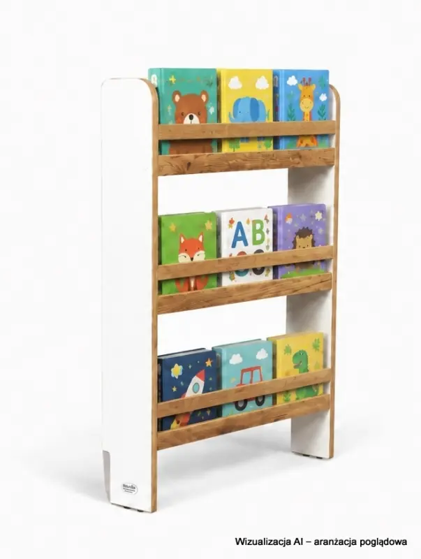 Regał dziecięcy na książki Montessori 80 × 60 cm - 3 półki BSH-63 biało-dębowy