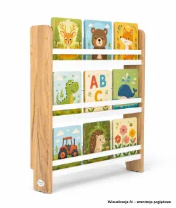 Regał dziecięcy na książki Montessori 80 × 60 cm - 3 półki BSH-63 dębowo-biały