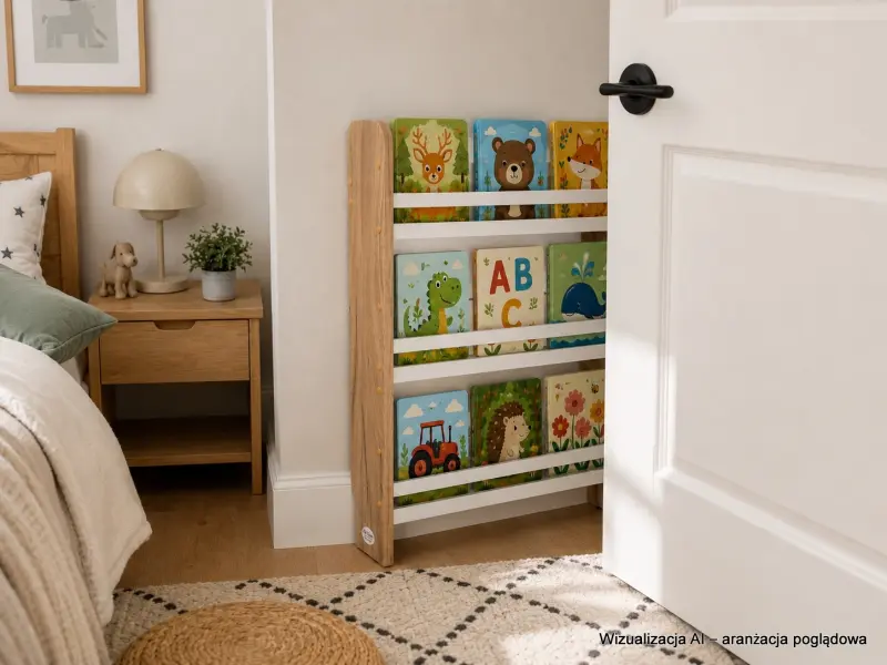 Regał dziecięcy na książki Montessori 80 × 60 cm - 3 półki BSH-63 dębowo-biały