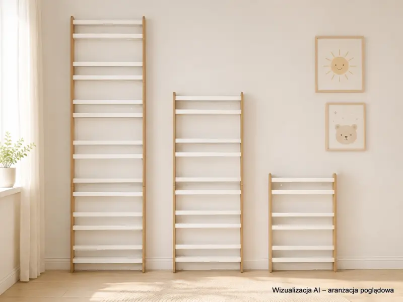 Regał dziecięcy na książki Montessori 80 × 60 cm - 3 półki BSH-63 dębowo-biały