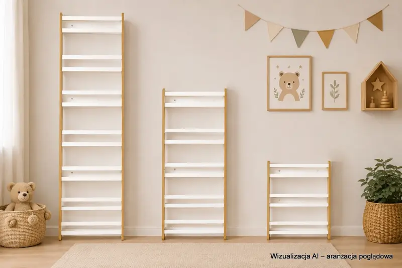 Regał dziecięcy na książki Montessori 80 × 60 cm - 3 półki BSH-63 biały