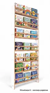 Regał dziecięcy na książki Biblioteczka Montessori 200 × 90 cm - 7 półek BSH-97 biało-dębowy