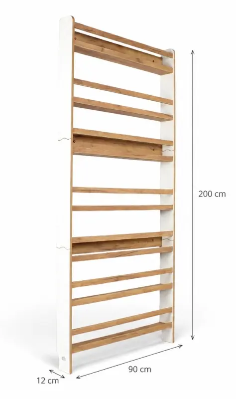 Regał dziecięcy na książki Biblioteczka Montessori 200 × 90 cm - 7 półek BSH-97 biało-dębowy