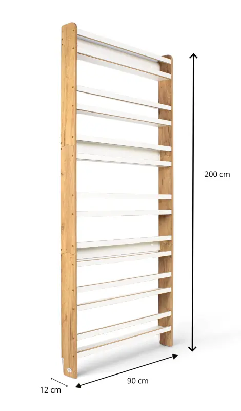 Regał dziecięcy na książki Biblioteczka Montessori 200 × 90 cm - 7 półek BSH-97 dębowo-biały