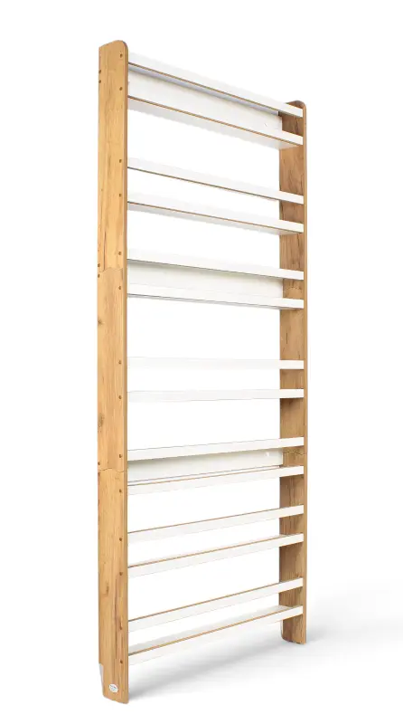 Regał dziecięcy na książki Biblioteczka Montessori 200 × 90 cm - 7 półek BSH-97 dębowo-biały
