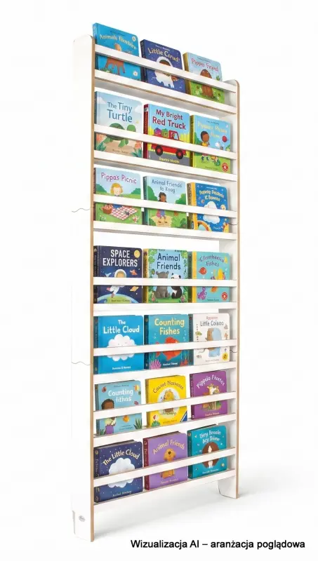Regał dziecięcy na książki Biblioteczka Montessori 200 × 90 cm - 7 półek BSH-97 biały