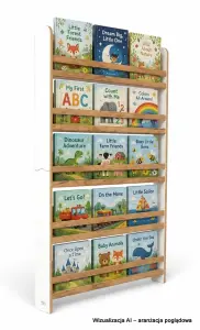 Regał dziecięcy na książki Biblioteczka Montessori 140 × 90 cm - 5 półek BSH-95 biało-dębowy