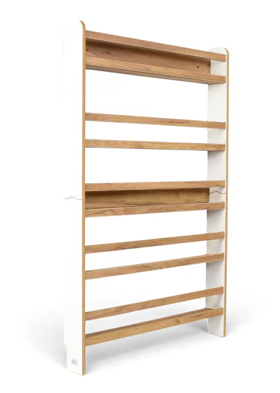 Regał dziecięcy na książki Biblioteczka Montessori 140 × 90 cm - 5 półek BSH-95 biało-dębowy