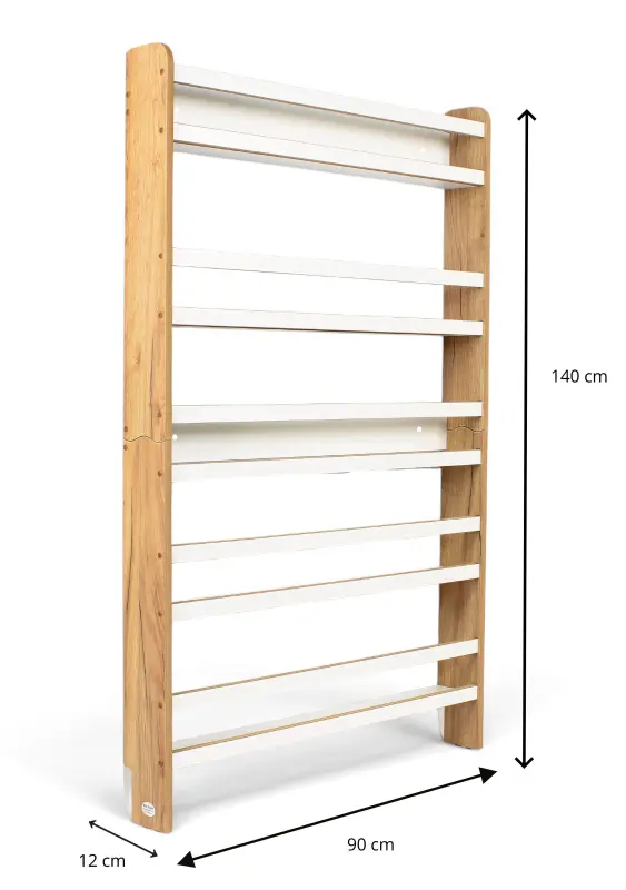 Regał dziecięcy na książki Biblioteczka Montessori 140 × 90 cm - 5 półek BSH-95 dębowo-biały