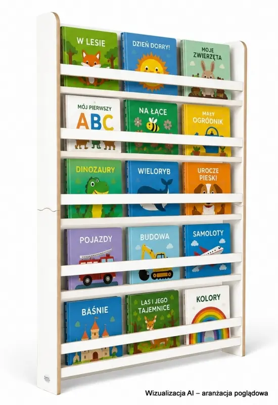 Regał dziecięcy na książki Biblioteczka Montessori 140 × 90 cm - 5 półek BSH-95 biały