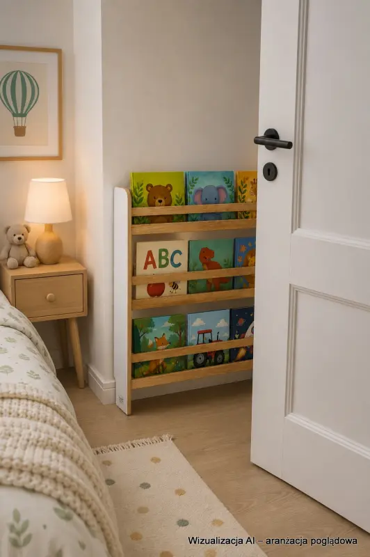 Regał dziecięcy na książki Biblioteczka Montessori 80 × 90 cm - 3 półki BSH-93 biało-dębowy