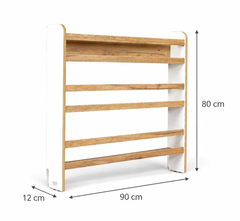 Regał dziecięcy na książki Biblioteczka Montessori 80 × 90 cm - 3 półki BSH-93 biało-dębowy