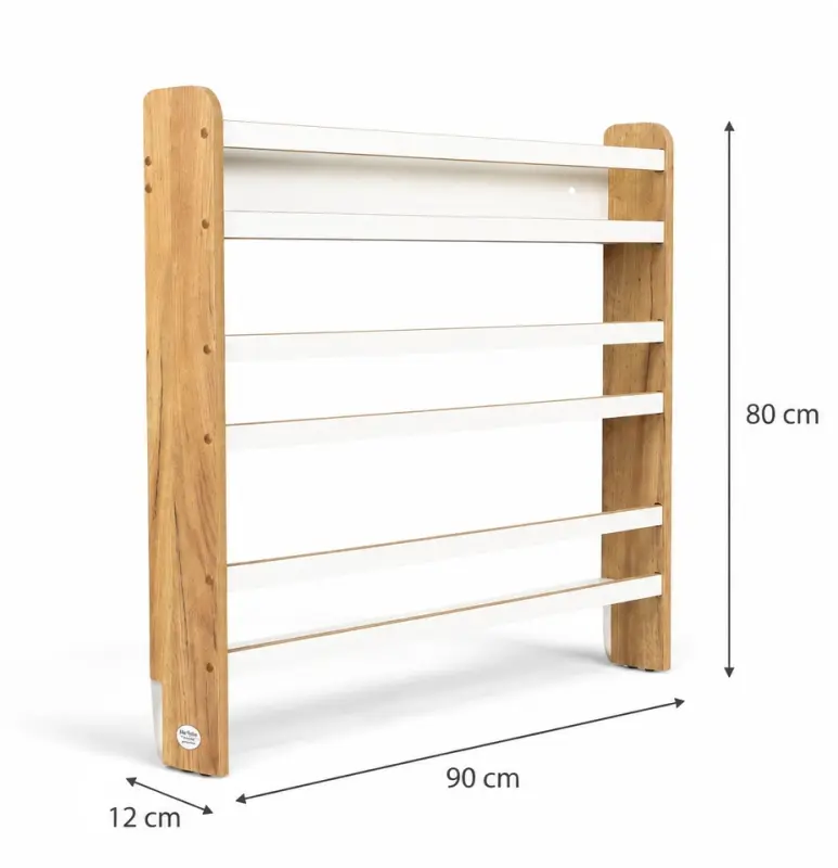 Regał dziecięcy na książki Biblioteczka Montessori 80 × 90 cm - 3 półki BSH-93 dębowo-biały