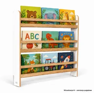 Regał dziecięcy na książki Biblioteczka Montessori 80 × 90 cm - 3 półki BSH-93 biało-dębowy