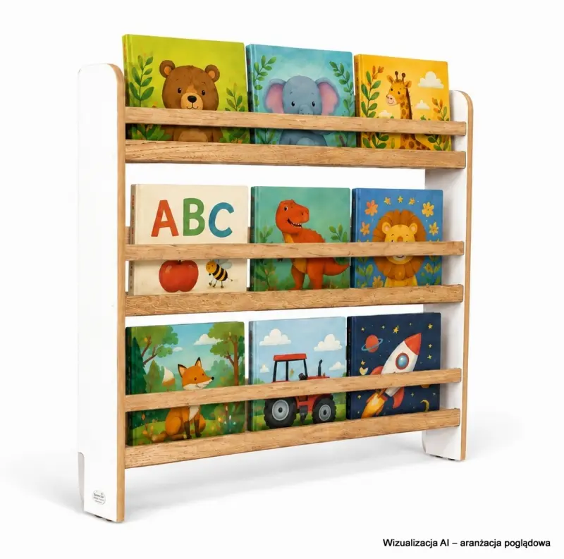 Regał dziecięcy na książki Biblioteczka Montessori 80 × 90 cm - 3 półki BSH-93 biało-dębowy